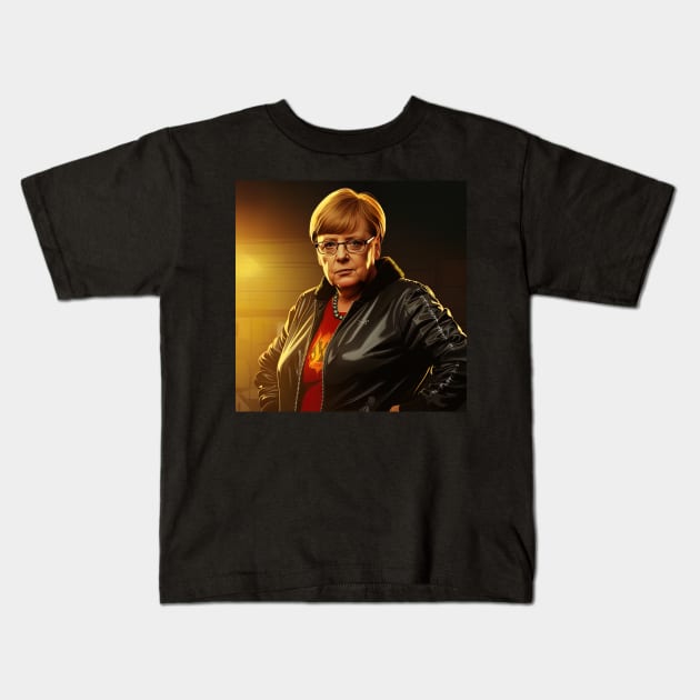 Angela Merkel Kids T-Shirt by ComicsFactory